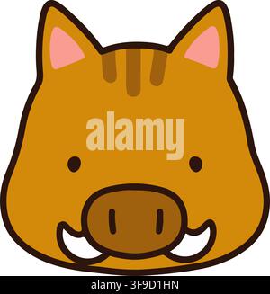 Outlined simple and cute boar Stock Vector