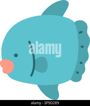 Blue flat color Ocean Sunfish Stock Vector