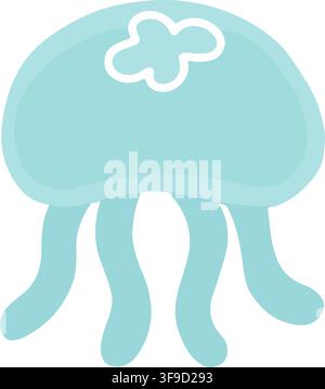 Cute flat color jelly fish blue Stock Vector