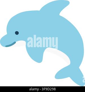 Cute and simple pastel blue dolphin flat colored Stock Vector