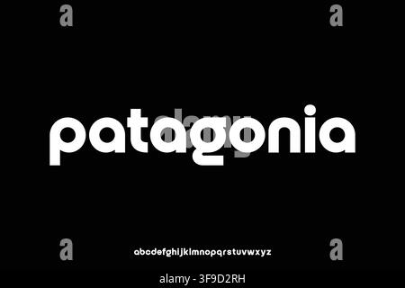 Modern bold geometric sans serif alphabet display font vector. Patagonia typeface Stock Vector