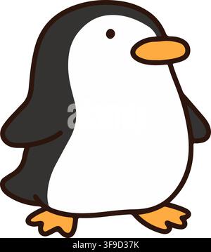 Illustration of simple and adorable Penguin standing Stock Vector