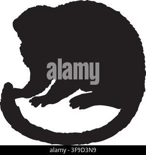 Simple silhouette illustration of cute Night Monkey Stock Vector
