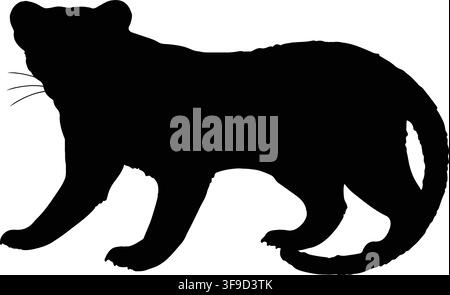 Black silhouette illustration of Fossa hand drawn Stock Vector