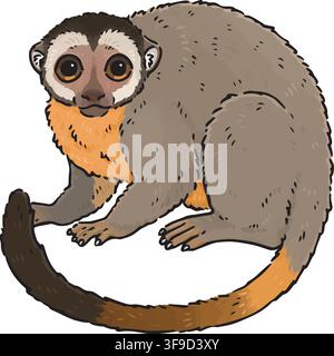 Simple illustration of cute Night Monkey Stock Vector