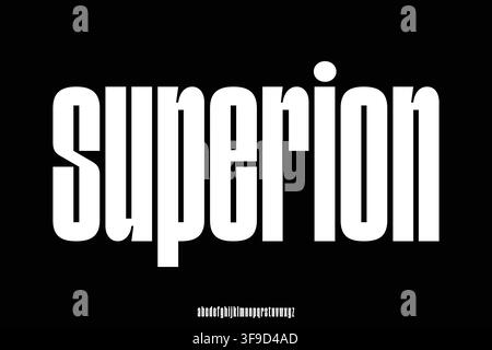 Modern bold condensed sans serif alphabet display font vector with ink trap style Stock Vector