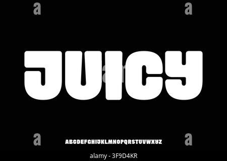 Bold rounded decorative sans serif alphabet display font vector. Unique retro headline typeface Stock Vector
