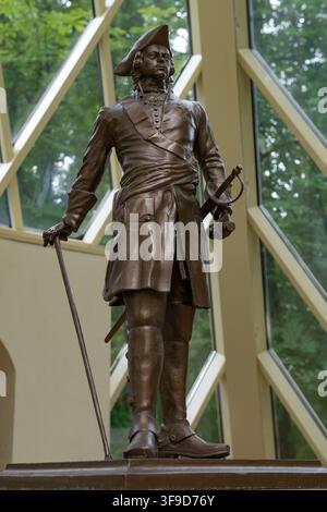 LIPETSK, RUSSIA - JULY 17, 2026: Sculpture of Peter the Great at Lipetsk Pump Room. Lipetsk Stock Photo
