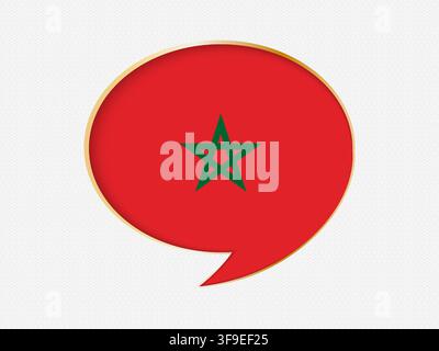 Morocco in a Speech Bubble Design on Golden Frame. Dotted light gray background. Stock Vector
