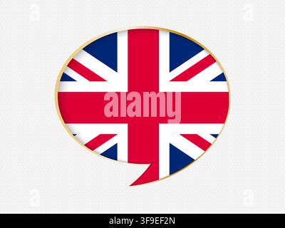United Kingdom in a Speech Bubble Design on Golden Frame. Dotted light gray background. Stock Vector