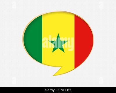 Senegal in a Speech Bubble Design on Golden Frame. Dotted light gray background. Stock Vector