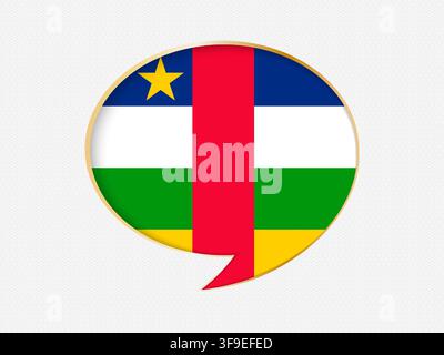 Central African Republic in a Speech Bubble Design on Golden Frame. Dotted light gray background. Stock Vector