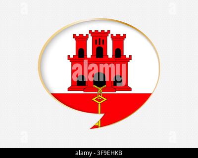 Gibraltar in a Speech Bubble Design on Golden Frame. Dotted light gray background. Stock Vector