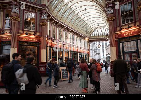 Shoppers and tourists in the Leadenhall market, London, UK Stock Photo