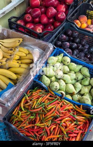 Fresh fruit and hot chili peppers Stock Photo