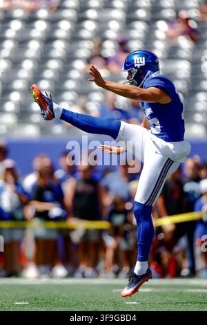 New York Giants punter Jordan Stout (15) punts against the Houston ...
