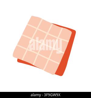 Folded plaid napkin vector illustration. Perfect for picnic theme, kitchen textiles, restaurant decor, summer party, and dining graphics Stock Vector