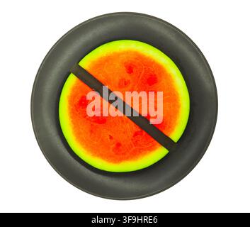 watermelon slices on dark plate; isolated Stock Photo