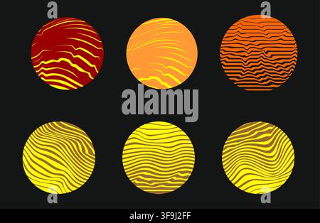 Editable Wavy Circle Pattern Vector Set for Branding, Packaging, Textile and Modern Backgrounds Stock Vector