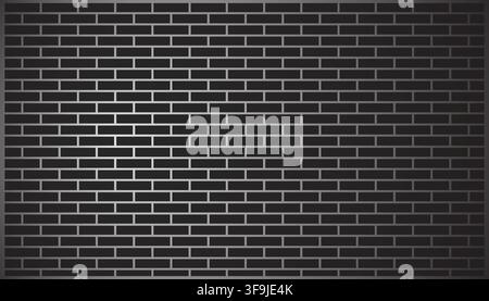 Modern seamless dark black brick wall surface texture with realistic stone blocks for architectural interior design background and layout. Stock Vector