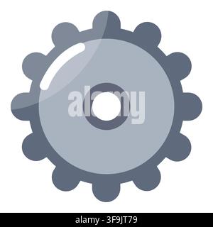 Grey metallic gear cog wheel icon for machinery settings engineering and technology mechanism symbol Stock Vector