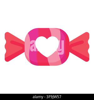 Wrapped sweet candy with heart icon for Valentine day or birthday party dessert snack Stock Vector