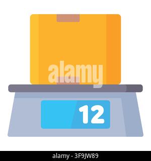 Parcel box on digital weight scale icon vector illustration isolated on white background Stock Vector