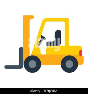 Yellow industrial forklift truck icon vector illustration isolated on white background Stock Vector