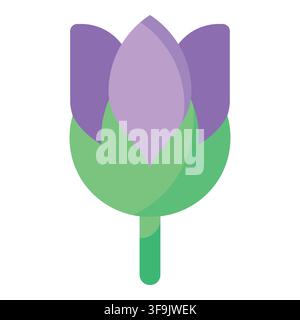 Purple tulip flower bud icon vector illustration isolated on white background Stock Vector