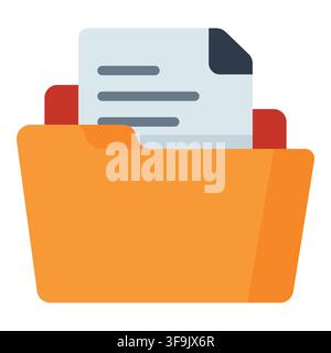 Yellow office folder with document file icon vector illustration isolated on white background Stock Vector