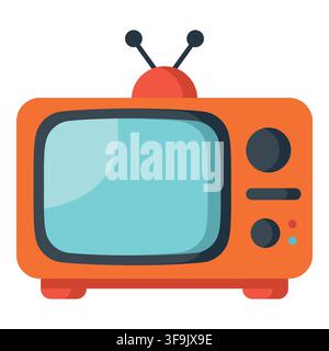 Vintage orange retro television set icon vector illustration isolated on white background Stock Vector