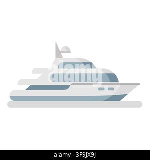 White luxury motor yacht boat icon vector illustration isolated on white background Stock Vector