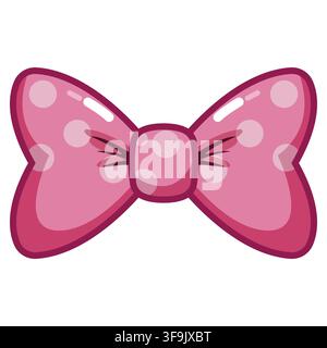 Cute pink polka dot bow tie accessory with glossy finish and cartoon style Stock Vector