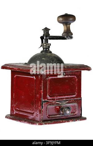 manual metal box coffee grinder isolated on white background Stock Photo