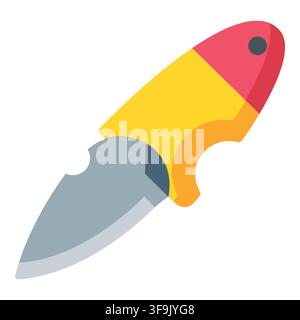 Brightly colored abstract knife with a sharp blade and yellow handle Stock Vector