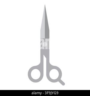 Simple flat design of a pair of silver scissors on a white background Stock Vector