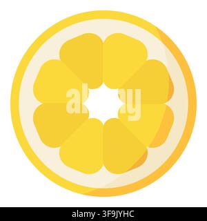 Bright yellow lemon slice illustration with clean, modern flat design style Stock Vector