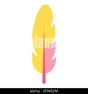 Stylized yellow and pink feather illustration with a clean white background Stock Vector
