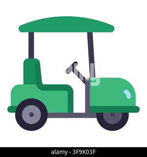 Simple green golf cart illustration with a canopy and steering wheel Stock Vector