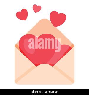 Open envelope with red hearts flying out, symbolizing love and affection Stock Vector