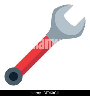 Red and gray open-end wrench tool on a white background, simple illustration Stock Vector