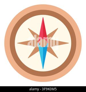 Simple flat design compass with red and blue needle pointing directions Stock Vector