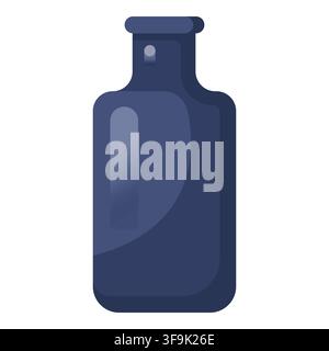Simple dark blue glass bottle with a smooth, rounded shape and subtle highlights Stock Vector