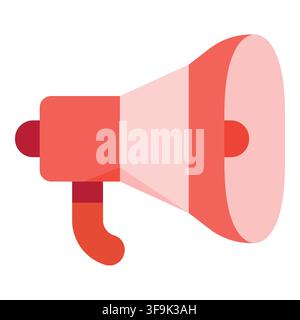 Red megaphone icon with a simple flat design and gradient colors, symbolizing announcement Stock Vector