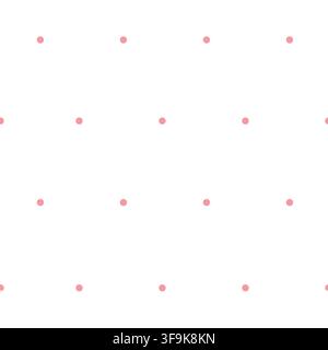Seamless pink polka dot pattern on white background, sparse evenly spaced circles in a minimal vector style for fabric, wallpaper, wrapping paper Stock Vector
