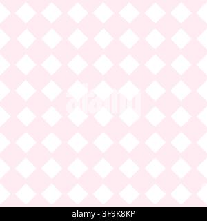 Seamless vector pink diamond pattern on white background, geometric rhombus layout in a soft minimalist style for fabric, wallpaper, wrapping paper Stock Vector