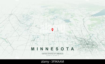 Modern minimalist vector map of Minnesota USA state outline geography lake superior highway network and major cities for print poster wall art design. Stock Vector