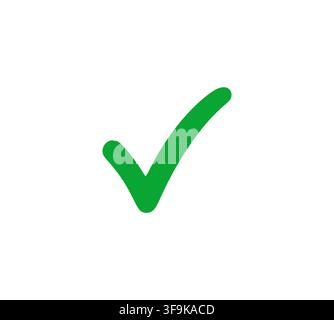 Green Check Mark Icon For Approved Acceptance And Verification Symbol Stock Vector