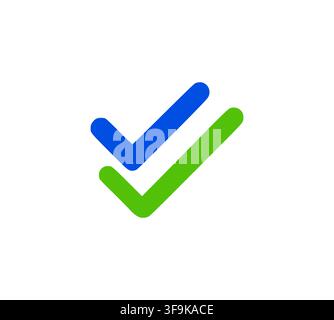 Two Color Double Checkmark Symbol For Successful Business Confirmation Stock Vector