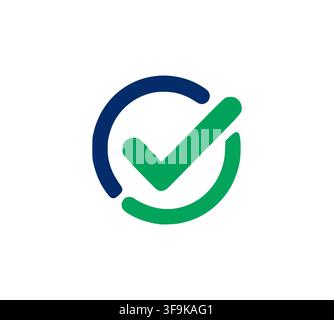 Circular Check Mark Logo Design For Secure Business Approval System Stock Vector